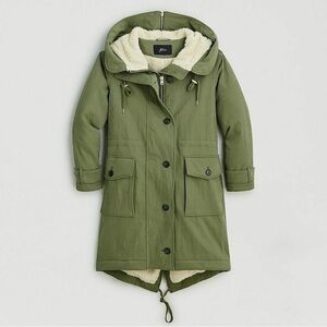 J.Crew Sherpa-Lined Utility Parka Coat Vintage Surplus Hooded Size L